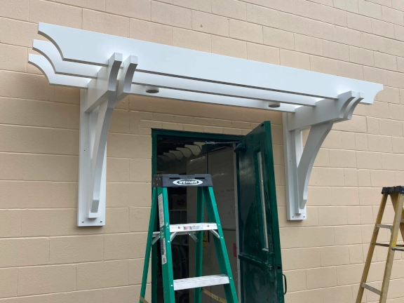 fiberglass awning rafters installed